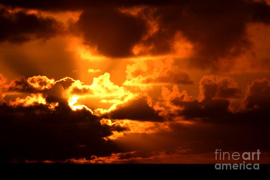 Sunrises Photograph - Fire Over the Ocean by Mary Deal