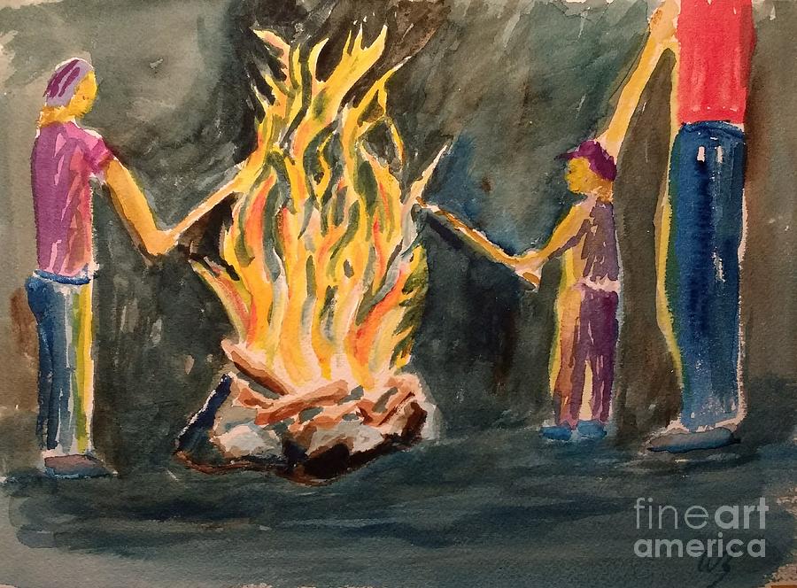 Fire Pit Painting by Walt Brodis