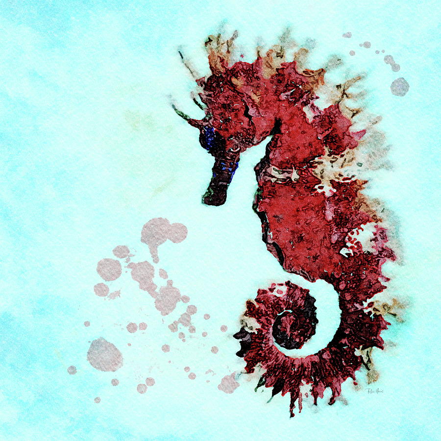 Fire Red Seahorse Painting