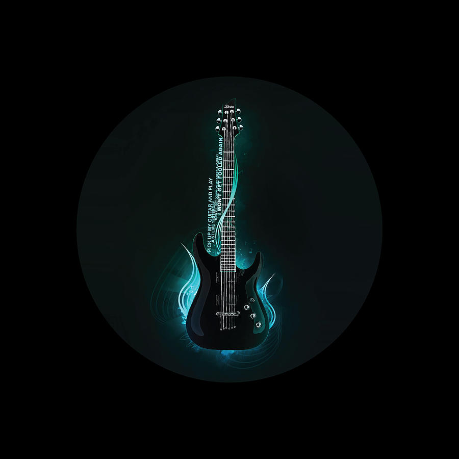 Fire Rock Guitar Digital Art By Slv Design