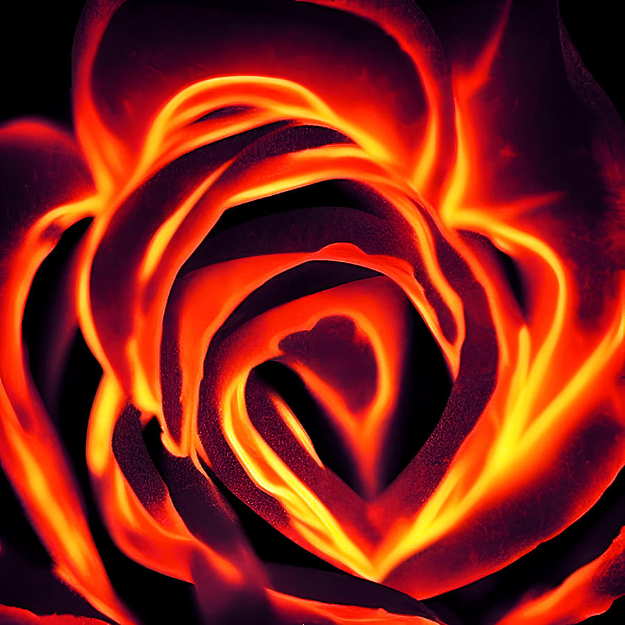 Fire Rose Digital Art by Caylix Cage - Fine Art America