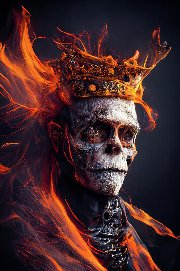Fire Skeleton King 02 Digital Art by Matthias Hauser