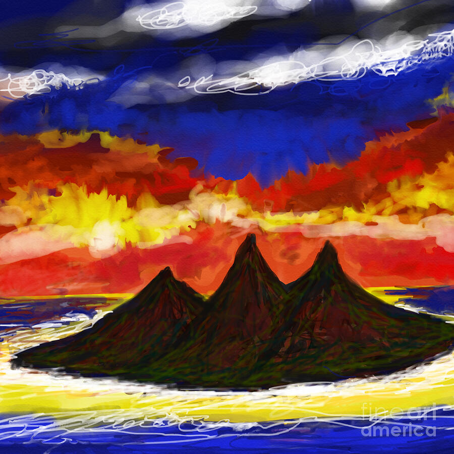 Mountain Digital Art - Fire sky by Albert Algianny