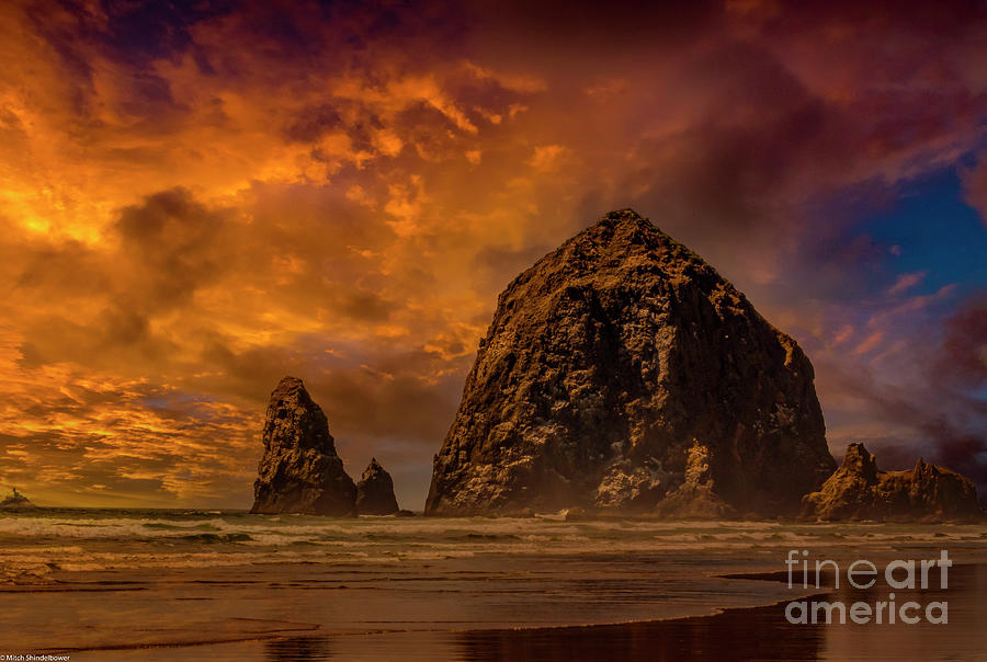 Fire Sky Cannon Beach Photograph by Mitch Shindelbower
