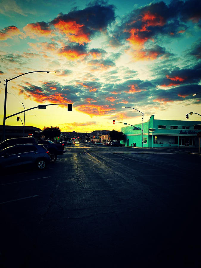 Fire Sky in a Small Town Photograph by Charles Benavidez