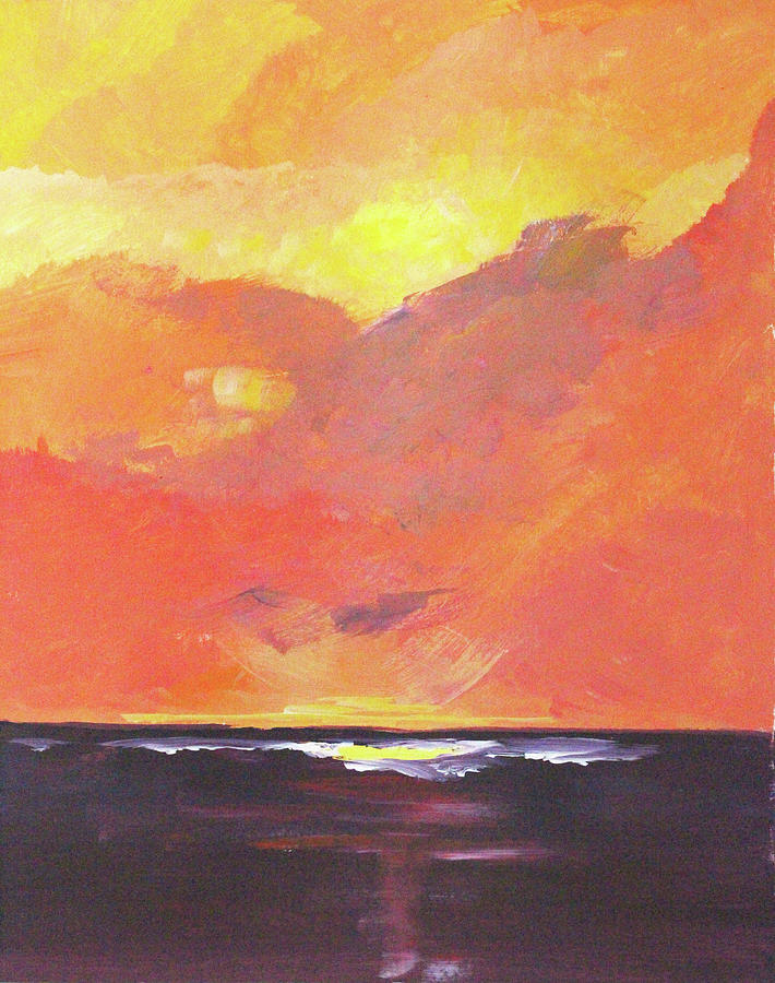 Fire sky Painting by Nancy Merkle