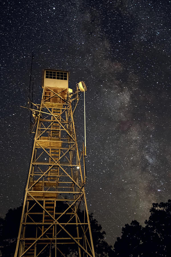Fire Tower at Night Photograph by Steve Stuller