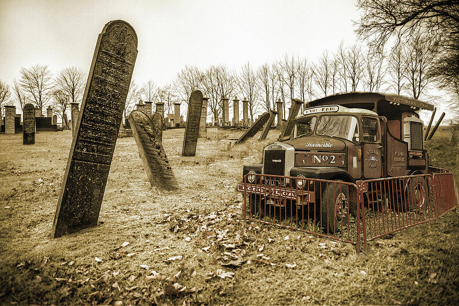 Fire Truck Graveyard  Mixed Media by Shelli Fitzpatrick