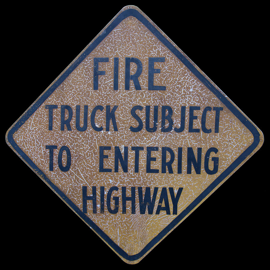 Man Cave Sign Photograph - Fire Truck road sign by Flees Photos