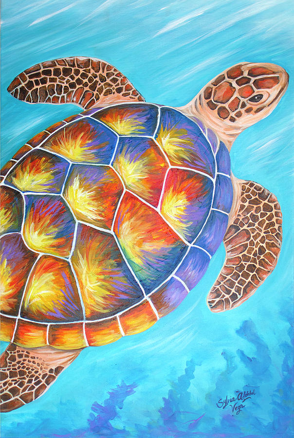 Fire Turtle Painting by Sylvia Aldebol