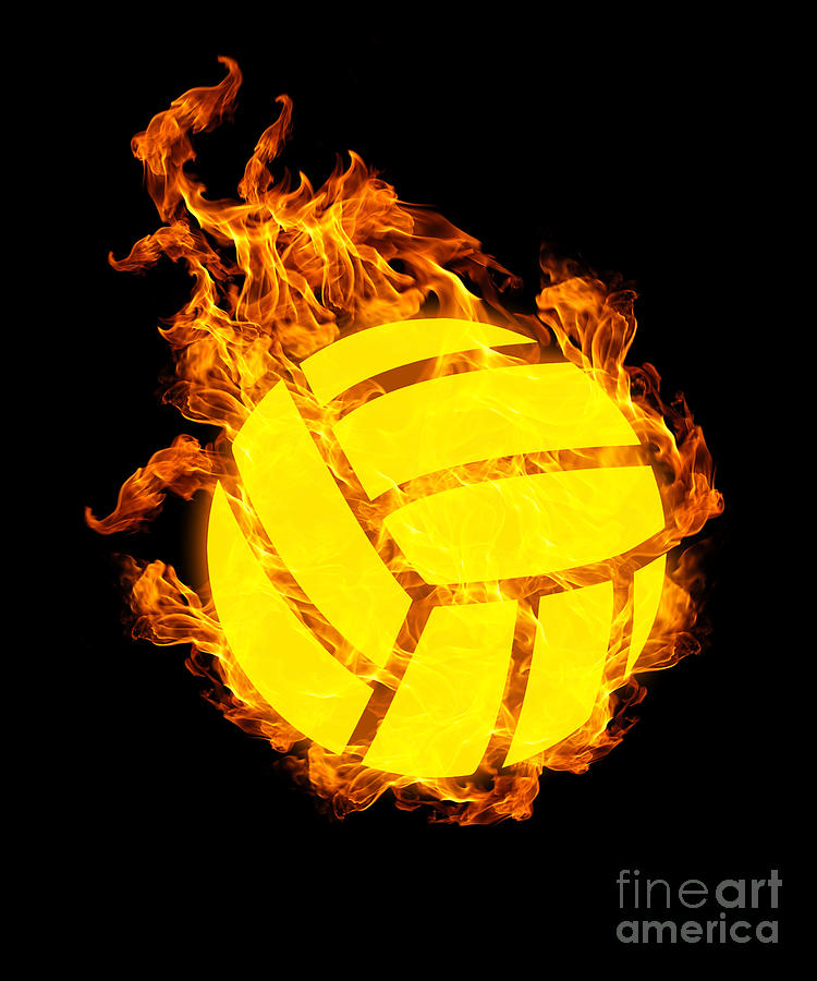 Fire Volleyball Flames Ball Net Volleyball Player Digital Art by J M