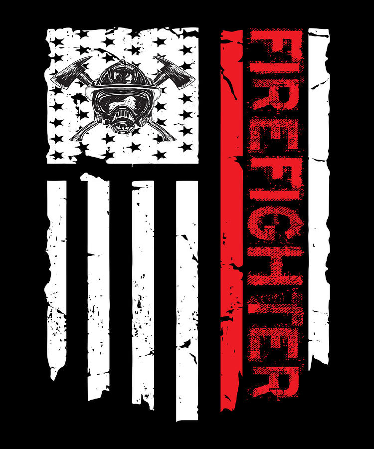 Firefighter American Flag Digital Art by Honey Shop Art - Fine Art America