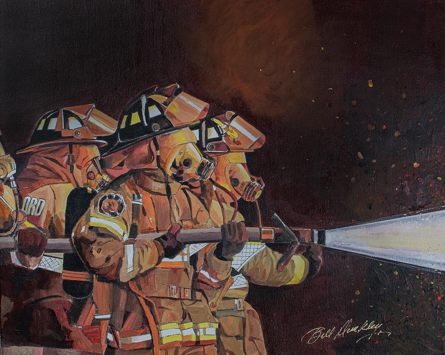 Firefighter Painting - Firefighters Team by Bill Dunkley