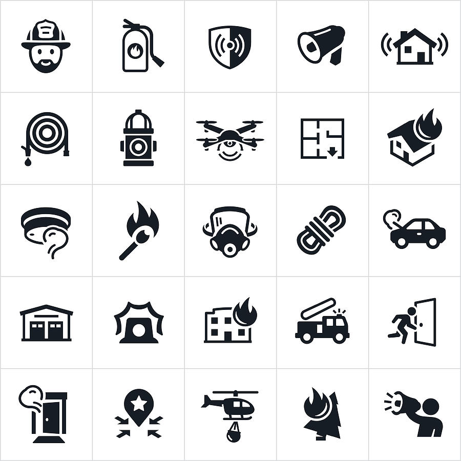 Firefighting Icons Drawing by Appleuzr