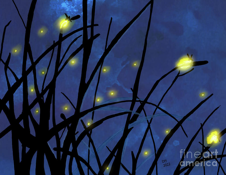 Fireflies All Around Painting by D Hackett