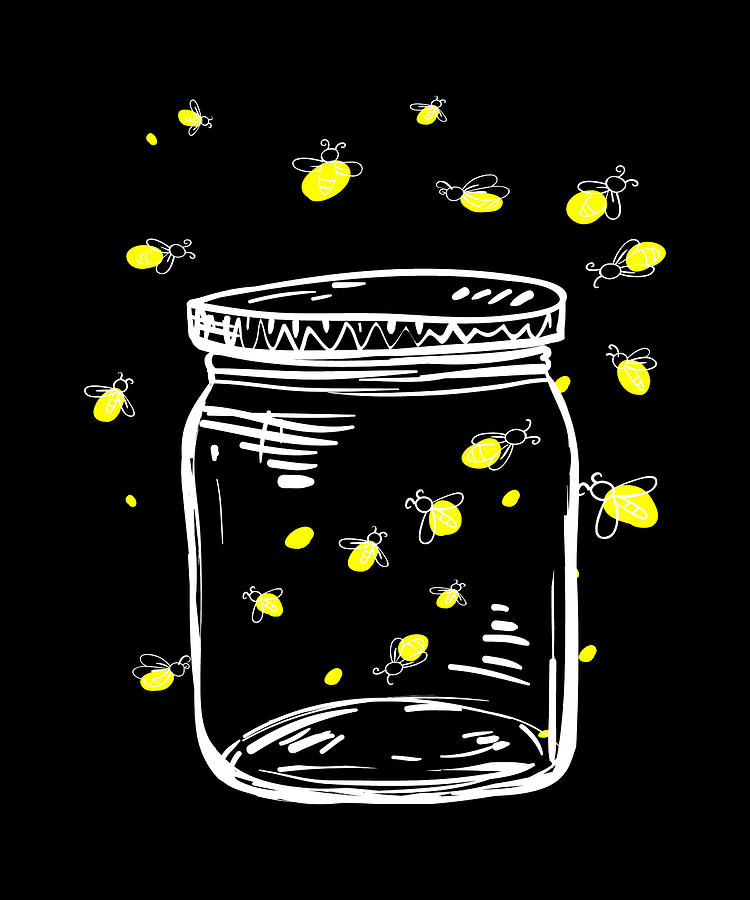 Fireflies Glas Jar Firefly Digital Art by Moon Tees - Fine Art America