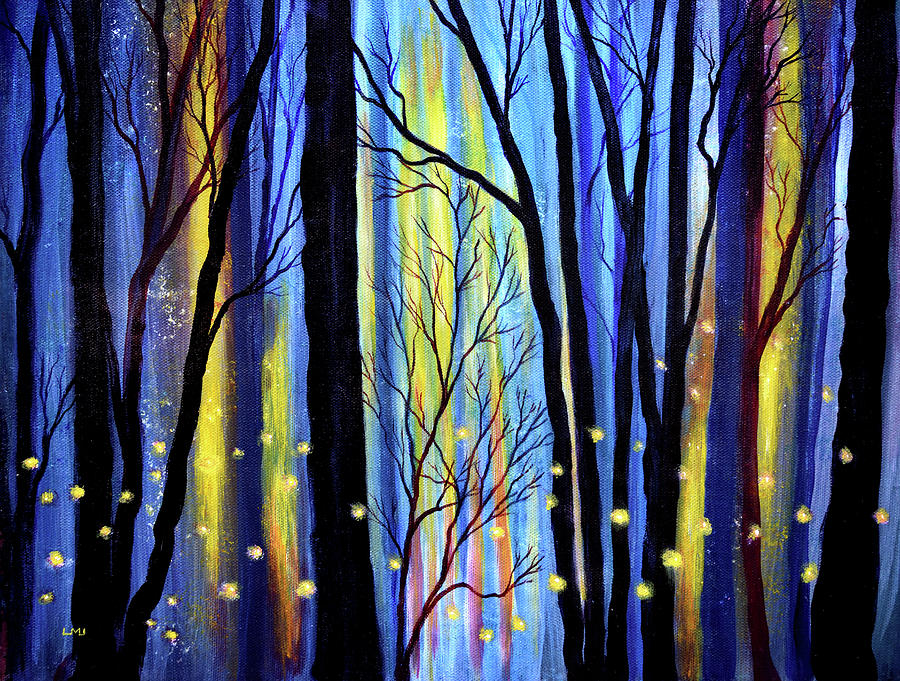 Fireflies in Winter Light Painting by Laura Iverson