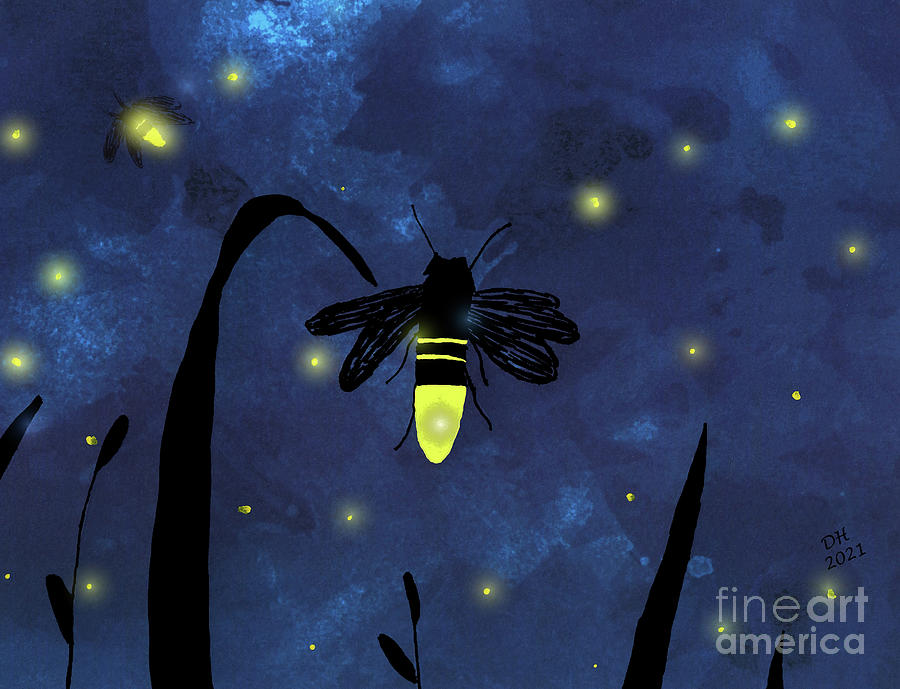 Firefly Night Painting by D Hackett