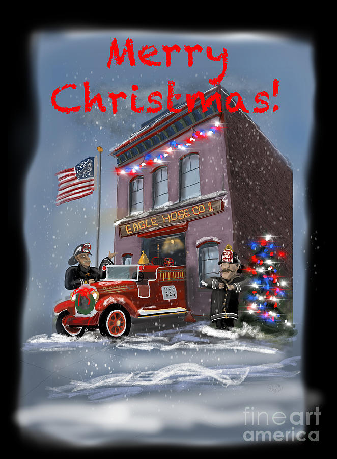 Firehouse Merry Christmas Digital Art by Doug Gist