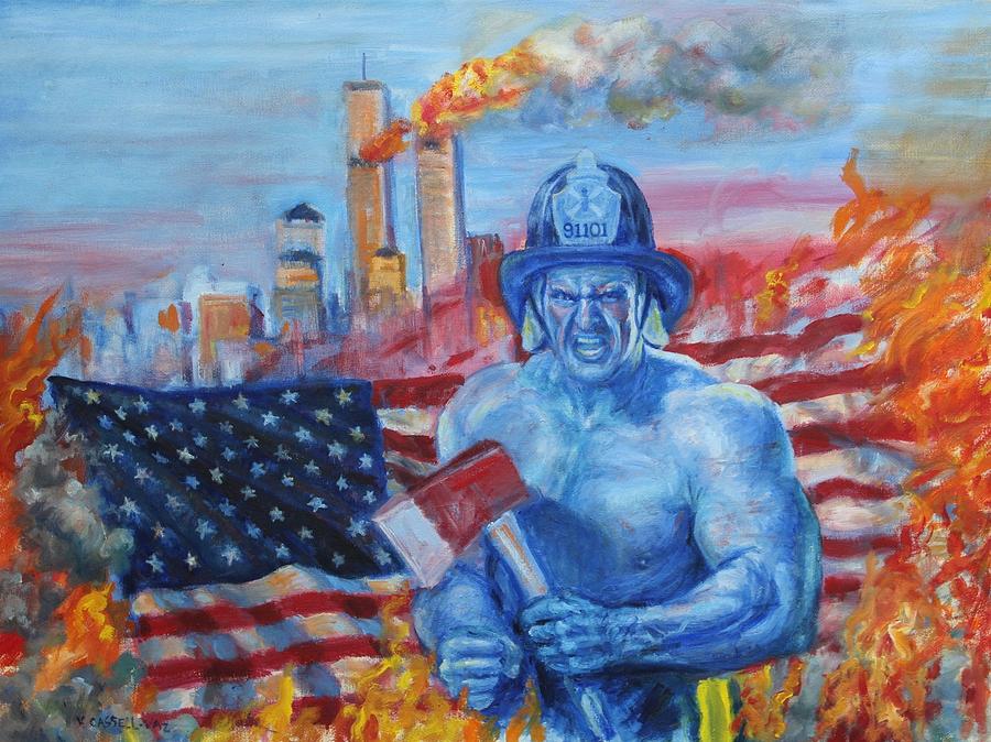 firemans ghost NYFD 911 01 Painting by Veronica Cassell vaz