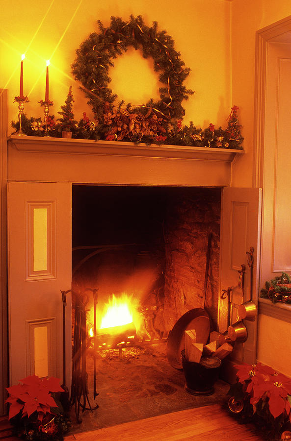 Fireplace With Christmas Decorations Photograph by Panoramic Images