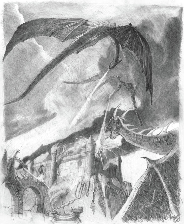 Firestorm Drawing by Joel Keener Firestorm Drawing by Joel Keener