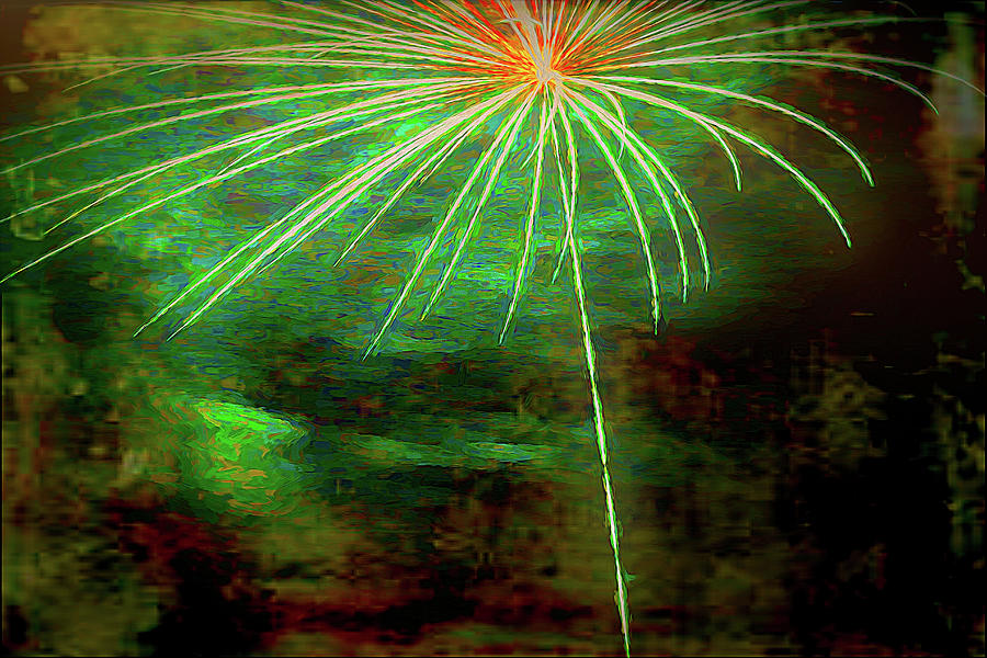 Firework Green Glow Digital Art by LGP Imagery