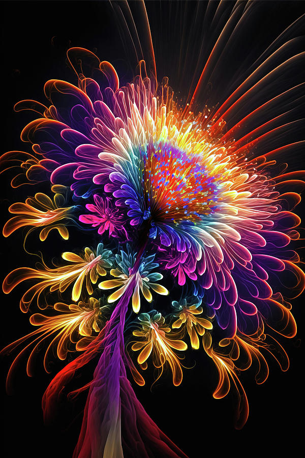 Fireworks 03 Abstract Flower Digital Art by Matthias Hauser