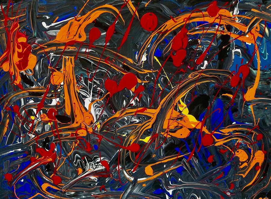 Fireworks - A Modern Art Explosion Painting by Evjenia Psarris Fireworks - A Modern Art Explosion Painting by Evjenia Psarris