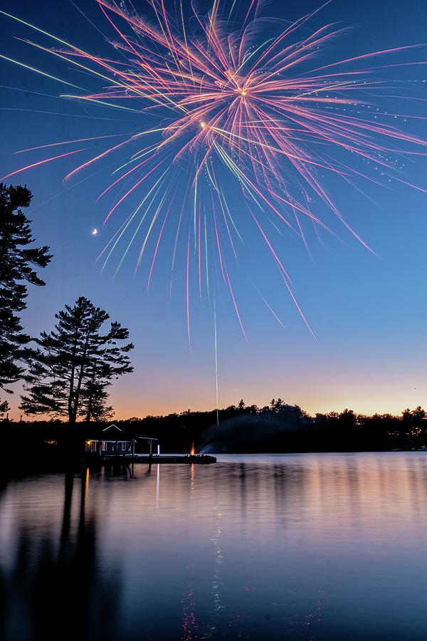 Fireworks Above Dock Photograph by Tom Singleton - Fine Art America