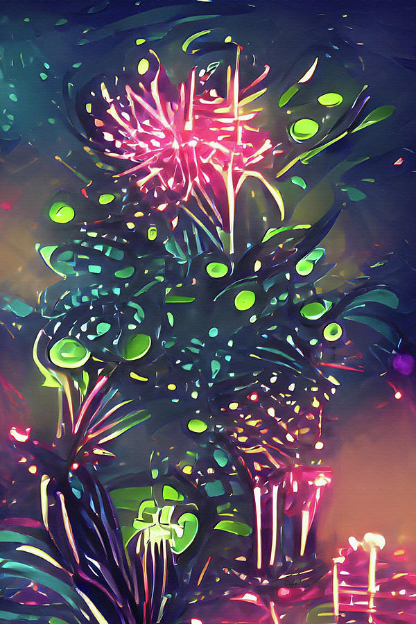 Fireworks Abstract Lights 102 Mixed Media by Movie Poster Prints