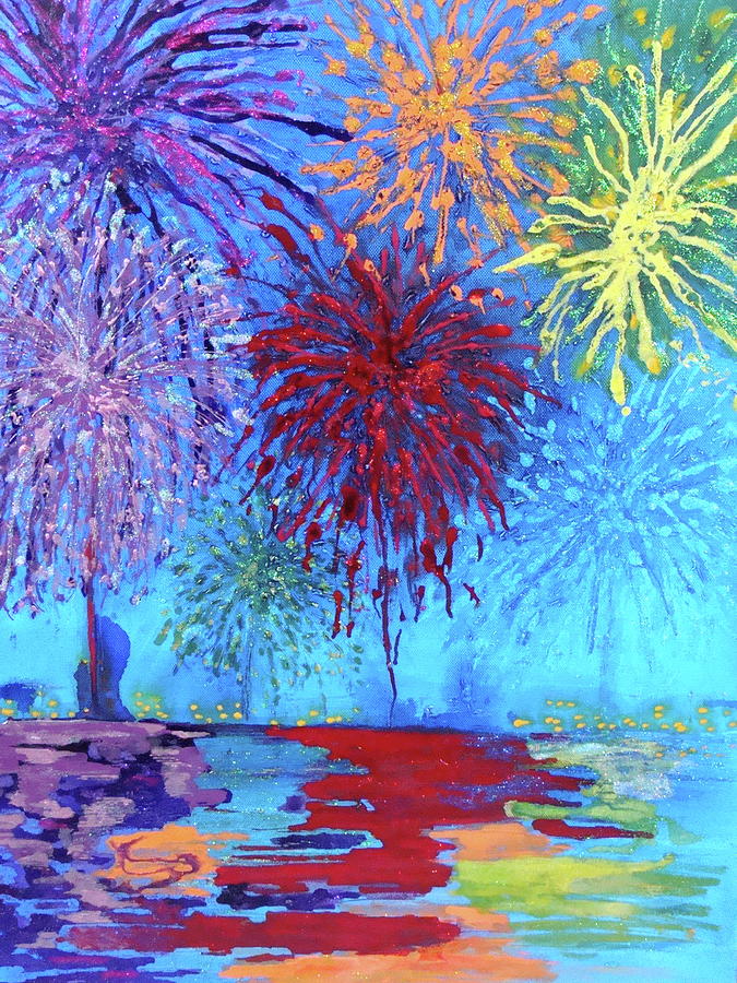 Fireworks Mixed Media by Antoinette Andersen - Fine Art America