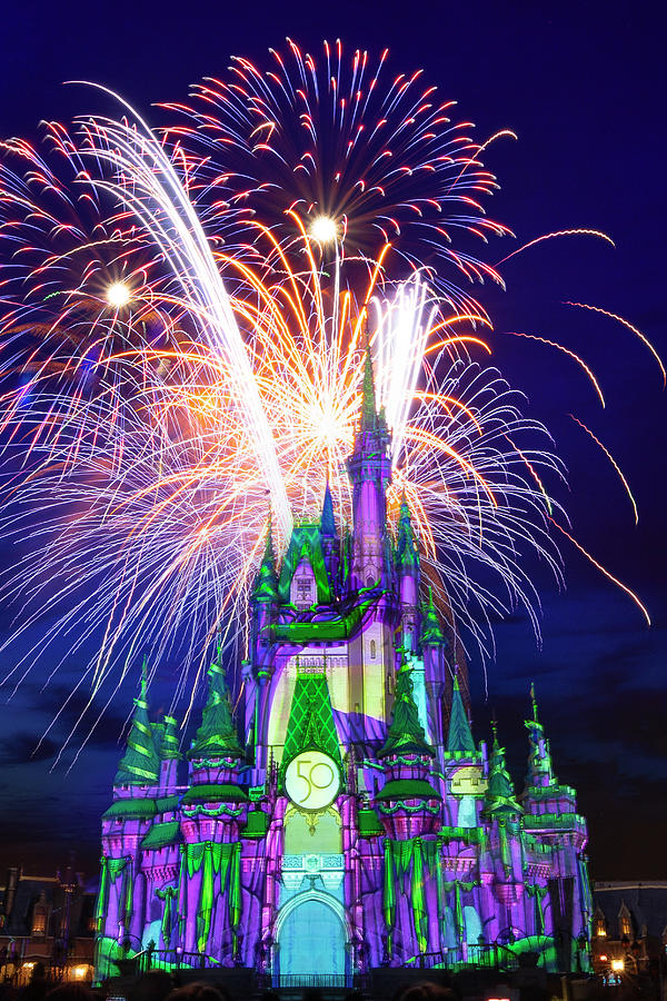 Fireworks at Cinderella Castle Photograph by Mark Andrew Thomas
