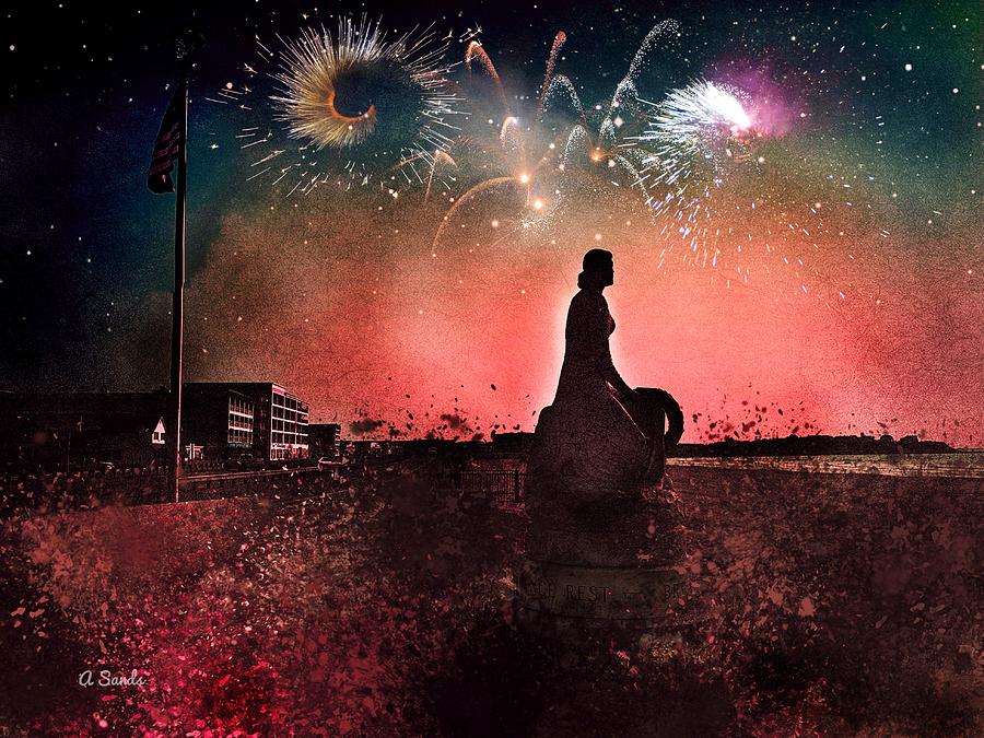 Fireworks at Hampton Beach Digital Art by Anne Sands