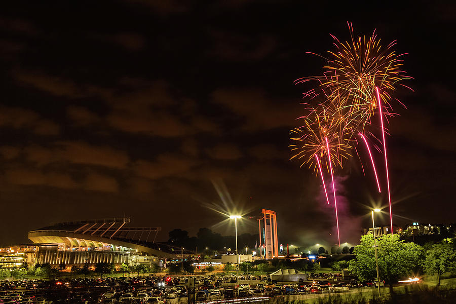 Fireworks at Kauffman Photograph by Joe Kopp