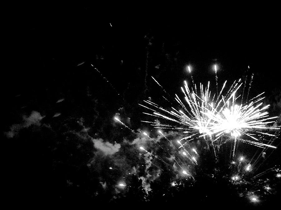 Fireworks Black And White Photograph by Christopher Mercer - Pixels