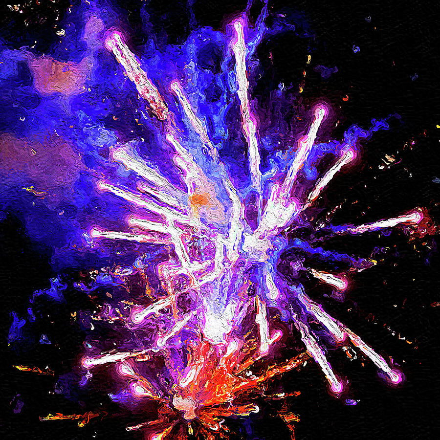 Fireworks blooming after dark Digital Art by Tatiana Travelways