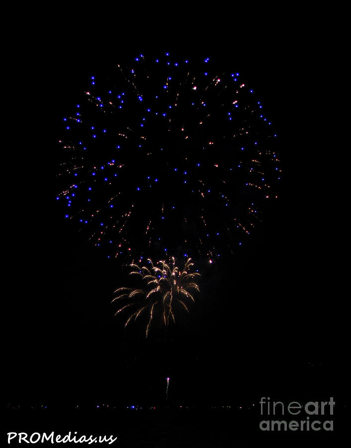 Fireworks, Blue And White Photograph by PROMedias US