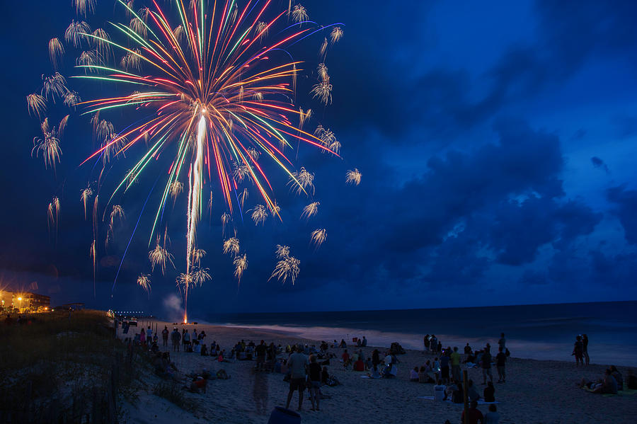 Fireworks by the Sea Photograph by WAZgriffin Digital