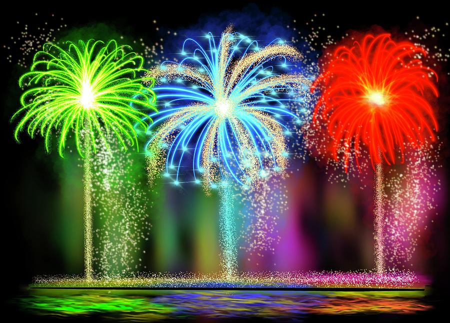 Fireworks Celebration Painting Digital Art