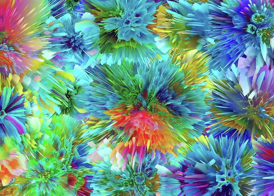 Abstract Digital Art - Fireworks Display by Grace Iradian