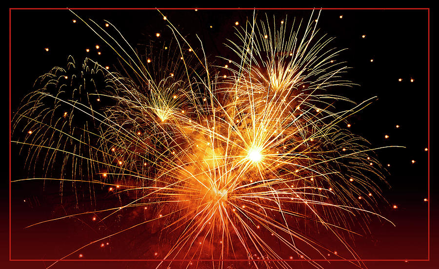 Fireworks Evening Mixed Media by Johanna Hurmerinta