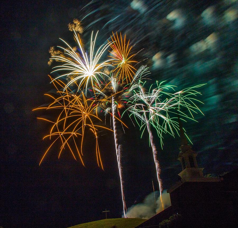 Fireworks Green Yellow Photograph by Kevin Craft