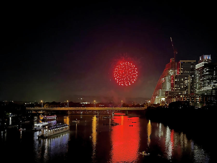 Fireworks in Austin Photograph by Judy Vincent