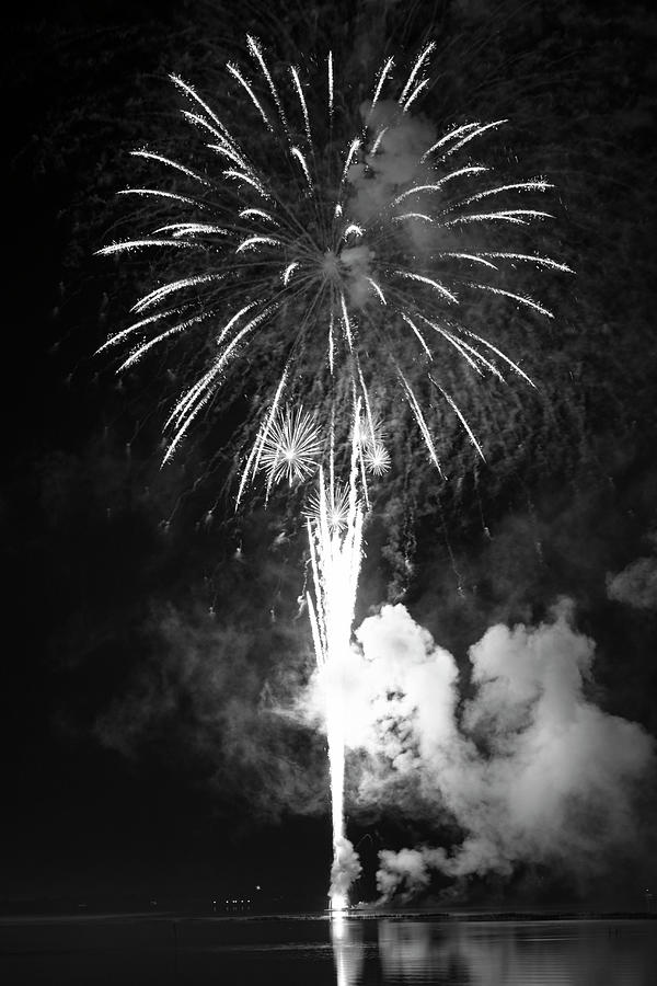 Fireworks in Black and White Photograph by Carolyn Hutchins