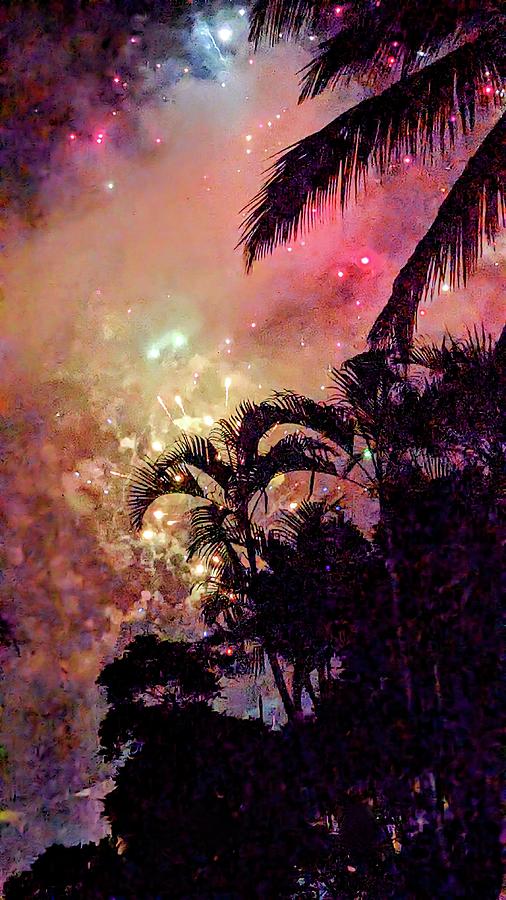 Fireworks Like A Galaxy Photograph by Lori Seaman