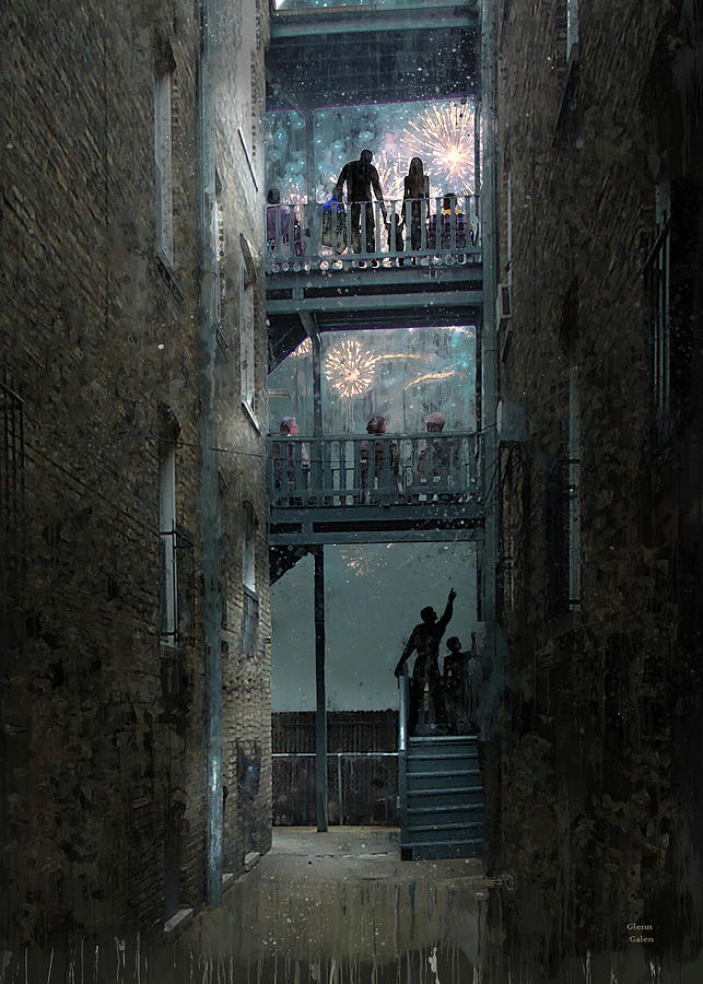 Fireworks on a Chicago Porch Painting by Glenn Galen Fireworks on a Chicago Porch Painting by Glenn Galen