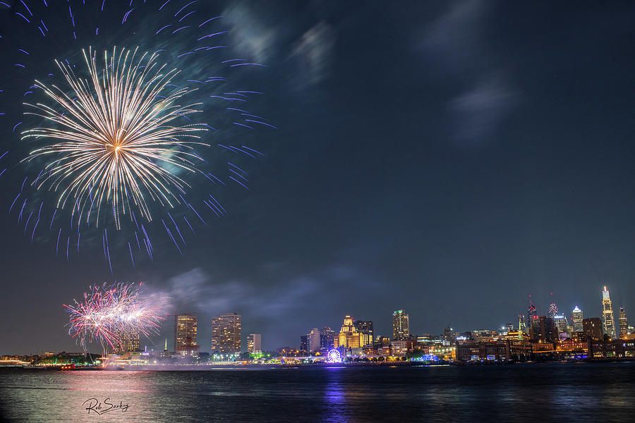 Fireworks on the Delaware River Photograph by Rob Sankey Pixels