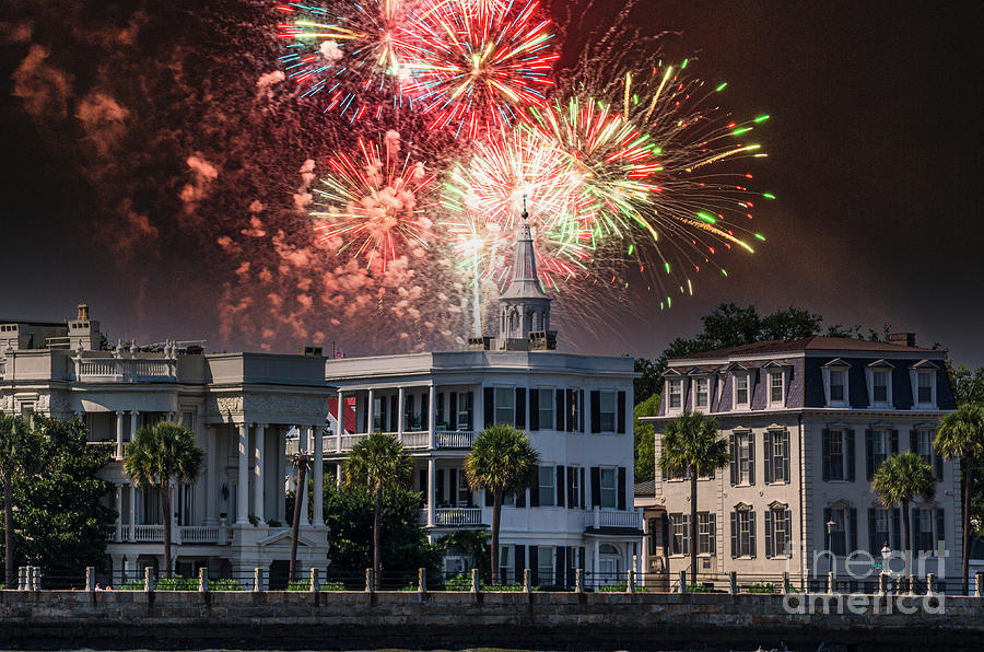 Fireworks Over Charleston Battery Photograph