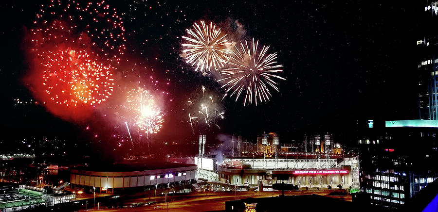 Fireworks Over Great American Photograph by Ed Taylor